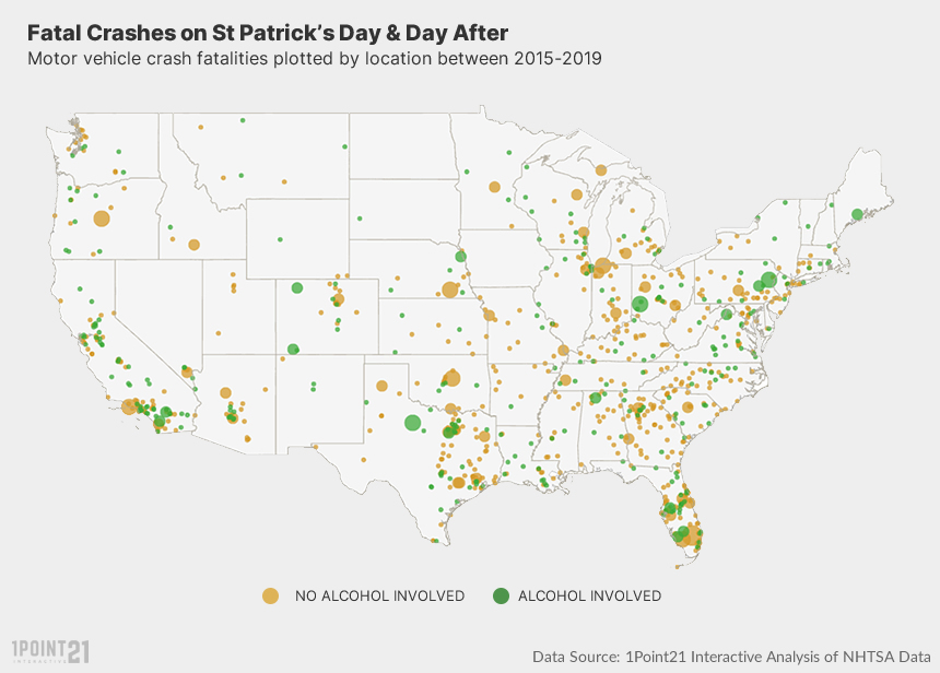 St Patricks Day Fatalities Map